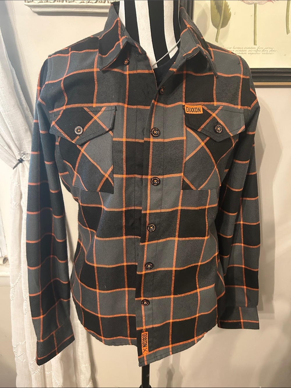 DIXXON Black & Orange Plaid Lightweight Shirt Jacket